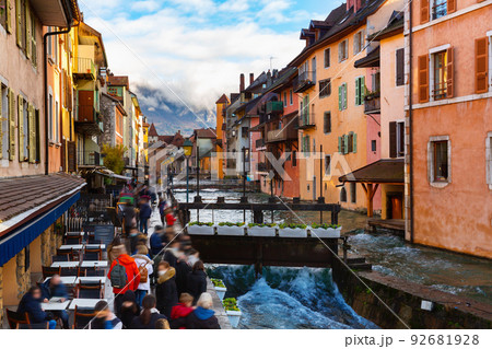 Thiou river embankment in Annecy, France Thiou river embankment in Annecy, France 92681928