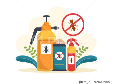 Pest Control Service with Exterminator of Insects, Sprays and House Hygiene Disinfection in Flat Cartoon Background Illustration 92681960