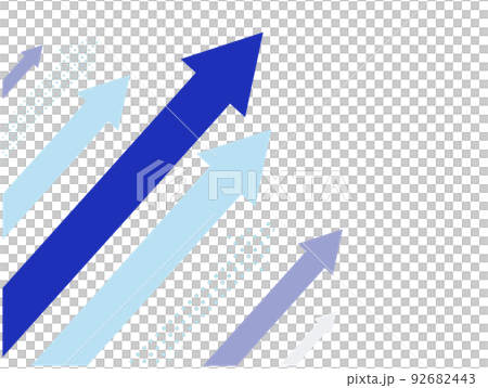 Blue background with an arrow rising to the right 92682443