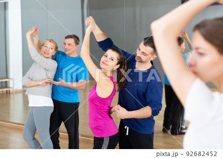 Young couple practicing active dance in pair 92682452