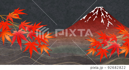 富士山　秋　波　背景 92682822
