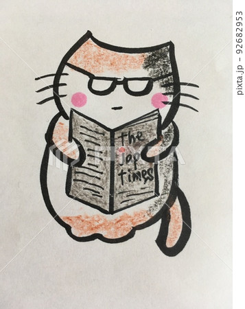 新聞を読むインテリ猫 92682953