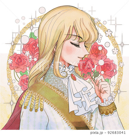 絵本・漫画に出てくる理想の王子さま、薔薇に囲まれて 絵本・漫画に出てくる理想の王子さま、薔薇に囲まれて 92683041