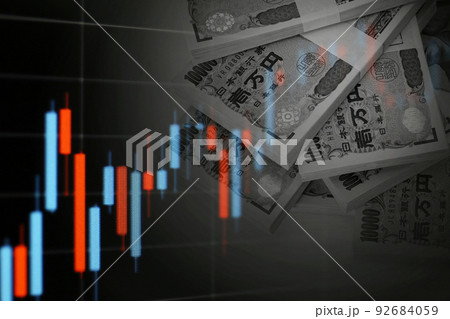金融イメージ　株価や為替レートの変動 92684059