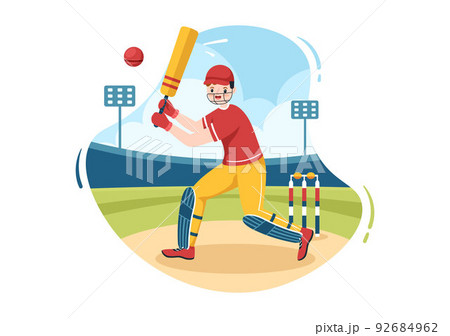 Batsman Playing Cricket Sports With Ball And のイラスト素材 Batsman Playing Cricket Sports With Ball And のイラスト素材