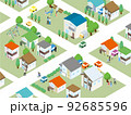住宅と公園のある人のいる街の様子 92685596