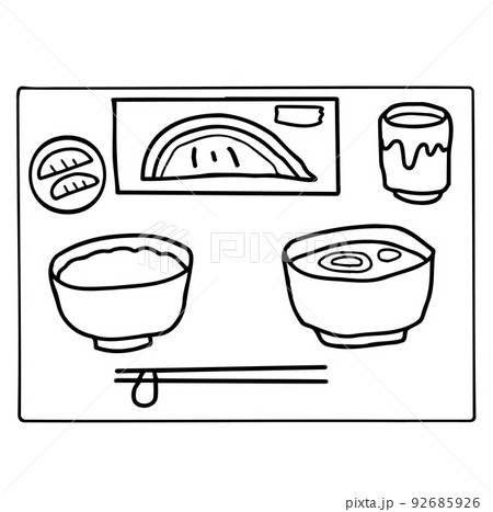 和定食セットの線画イラスト 和定食セットの線画イラスト 92685926