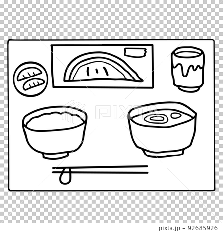 和定食セットの線画イラスト 和定食セットの線画イラスト 92685926