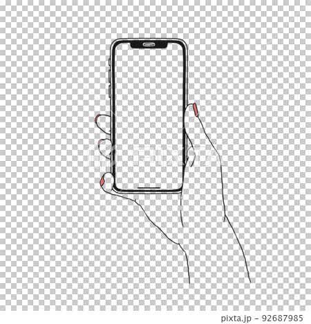 Female hand holding a simple smartphone Smartphone mockup frame 92687985