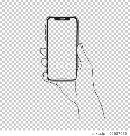 シンプルなスマホを持つ手 スマートフォンのモックアップフレーム シンプルなスマホを持つ手 スマートフォンのモックアップフレーム 92687986
