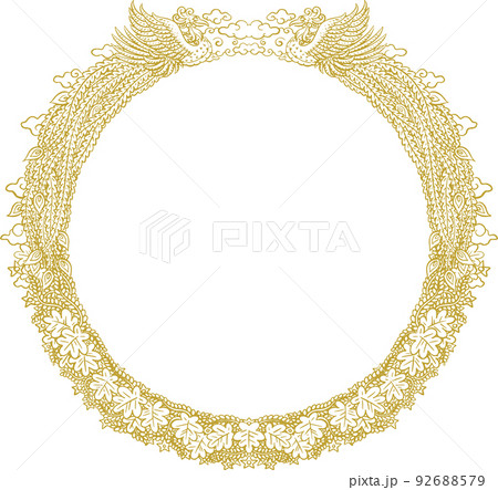 手描きの賞状 表彰状風 サークルのフレームのイラスト素材 [92688579