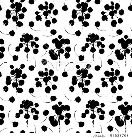 Pilea leaves with stems vector seamless pattern. Pilea leaves with stems vector seamless pattern. 92688763