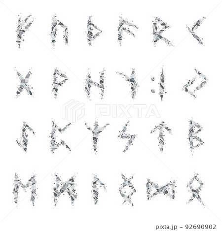Runic alphabet scandinavian grey scratched letters Runic alphabet scandinavian grey scratched letters 92690902