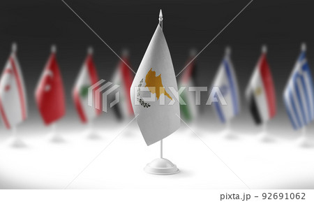 The national flag of the Cyprus on the background of flags of other countries 92691062