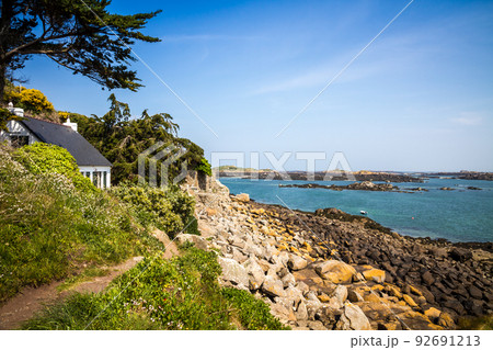 Chausey island landscape and coast, Brittany, France 92691213