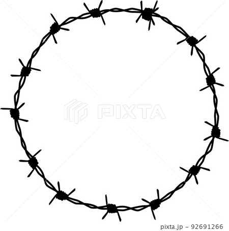 barbed wire icon on white background. frame circle from barbed wire. flat style. 92691266