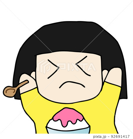 かき氷を食べて、頭がキーンとなっている女の子のイラスト かき氷を食べて、頭がキーンとなっている女の子のイラスト 92691417