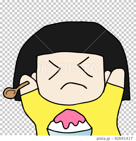 かき氷を食べて、頭がキーンとなっている女の子のイラスト かき氷を食べて、頭がキーンとなっている女の子のイラスト 92691417