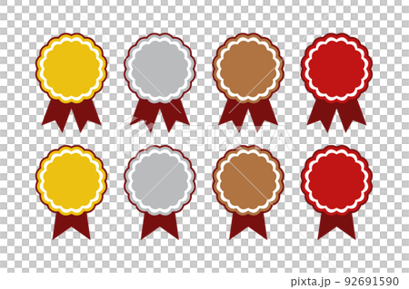 Gold, silver and bronze guide sticker badge illustration Gold, silver and bronze guide sticker badge illustration 92691590