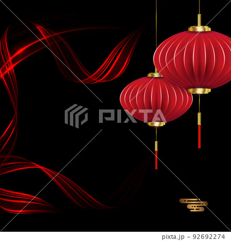 Dark red illustration with balloons in paper art style 92692274
