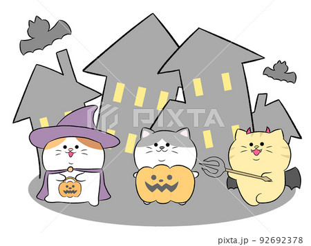ゆるかわ猫のハロウィンイラストのイラスト素材 [92692378] - PIXTA