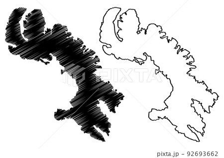 Baffin island (Canada, Nunavut Province, North America, Canadian Arctic Archipelago) map vector illustration, scribble sketch Baffin Land map 92693662