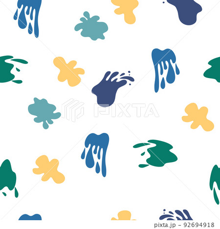 Spray paint seamless pattern. Colorful collection of splashes, liquids of decorative shapes. Various splashes and drops, cartoon splashes. Vector cartoon illustration isolate Spray paint seamless pattern. Colorful collection of splashes, liquids of decorative shapes. Various splashes and drops, cartoon splashes. Vector cartoon illustration isolate 92694918