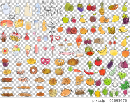 食べ物の水彩風イラストセット 92695676