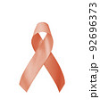 Uterine and Gynecologic Cancer Awareness ribbon (isolated with clipping path) with peach bow color on white background 92696373