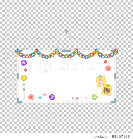 飾り付けをした壁掛けホワイトボードのイラスト 92697128