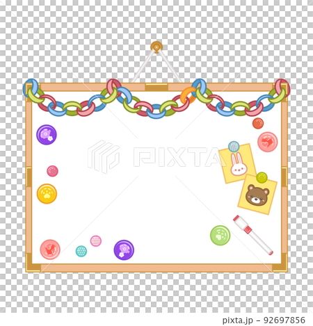 飾り付けをした吊り下げ式ホワイトボードのイラスト 92697856