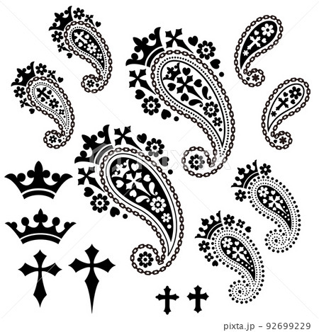 シンプルで可愛いペイズリー素材, 92699229