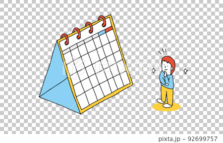 Illustration of a man planning in front of a calendar 92699757