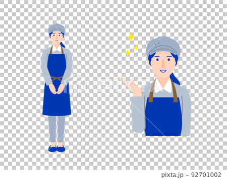 Shop staff wearing a hat Full and upper body female illustration 1 92701002