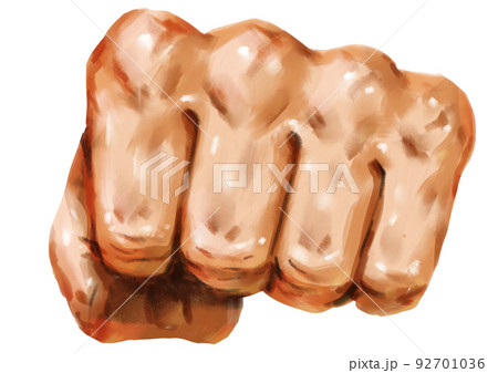 正面から拳、ゲンコツ、正拳突き 92701036