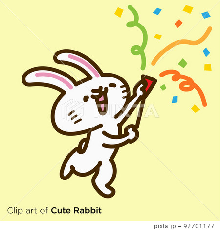 ウサギのキャラクターイラストシリーズ 「祝うウサギ」 ウサギのキャラクターイラストシリーズ 「祝うウサギ」 92701177