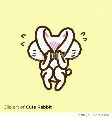 ウサギのキャラクターイラストシリーズ　「恥ずかしがるウサギ」 92701190