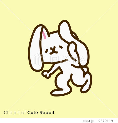 ウサギのキャラクターイラストシリーズ　「耳の間から覗くウサギ」 92701191