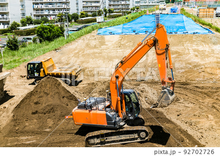 埼玉県入間川古谷樋菅改築工事 重機パワーショベル 埼玉県入間川古谷樋菅改築工事 重機パワーショベル 92702726
