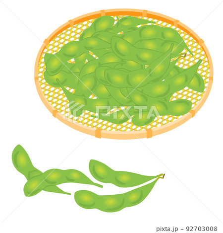 野菜イラスト　カゴに盛った枝豆 92703008