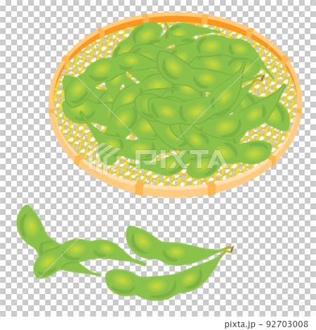野菜イラスト　カゴに盛った枝豆 92703008