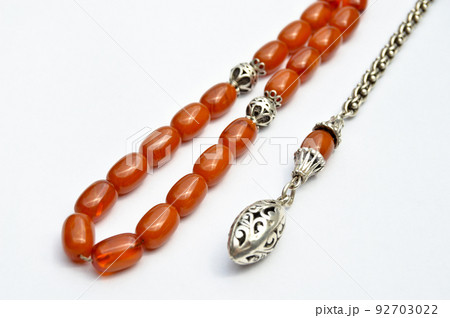 Orange and silver beads sequenced, short rosary, tespih tesbih Orange and silver beads sequenced, short rosary, tespih tesbih 92703022