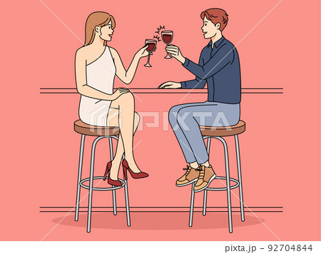 Happy couple enjoy date in restaurant Happy couple enjoy date in restaurant 92704844