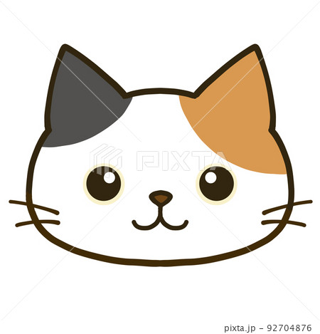 シンプルなまん丸目の三毛猫のイラスト素材 [92704876] - PIXTA