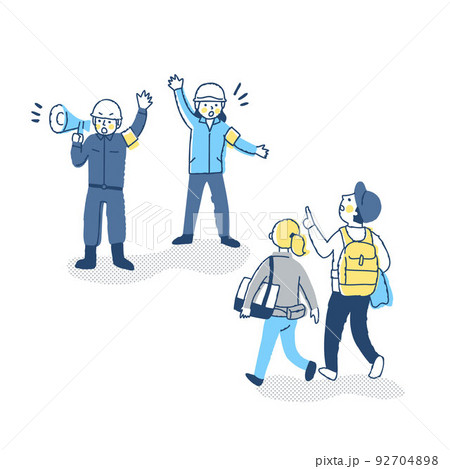 避難誘導する人と避難する人 避難誘導する人と避難する人 92704898