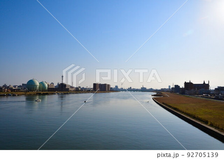 信濃川河口の風景(新潟県) 信濃川河口の風景(新潟県) 92705139