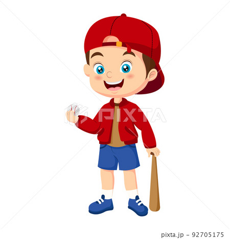 Cute little boy baseball player 92705175