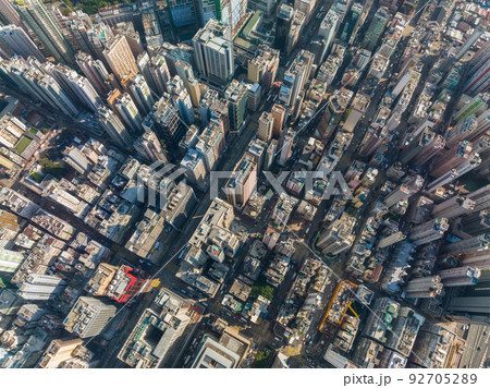 Top down view of Hong Kong city 92705289