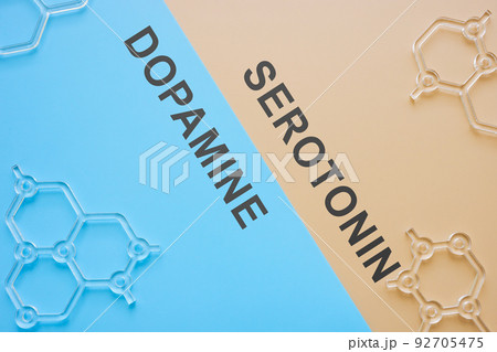 Hormones dopamine and serotonin and chemical models. Hormones dopamine and serotonin and chemical models. 92705475