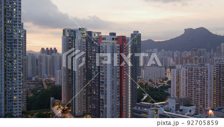 Hong Kong city at sunset time 92705859
